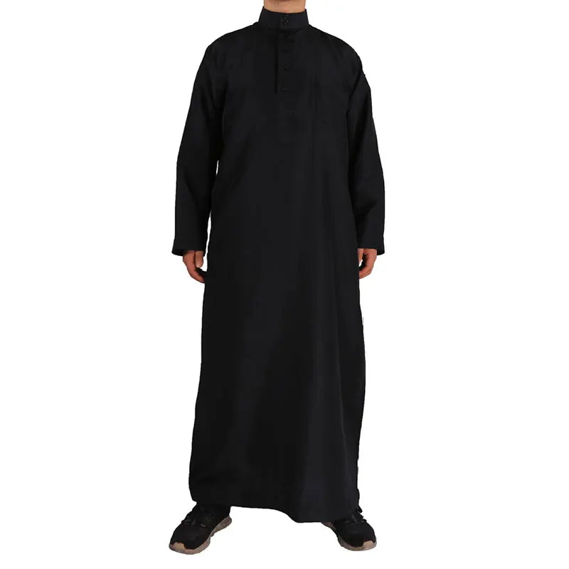 Muslim Islamic Robes Clothing Men's Arab Robe Retro Long Sleeve Thobe Robes Solid Color Loose Dubai Saudi Arab Kaftan Shirt Top