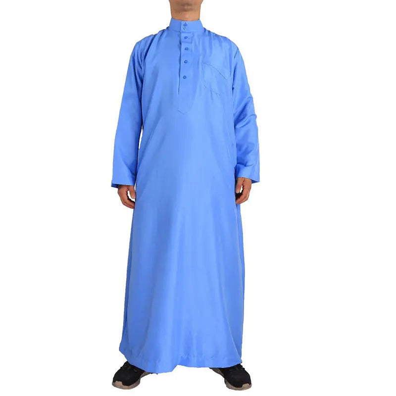 Muslim Islamic Robes Clothing Men's Arab Robe Retro Long Sleeve Thobe Robes Solid Color Loose Dubai Saudi Arab Kaftan Shirt Top
