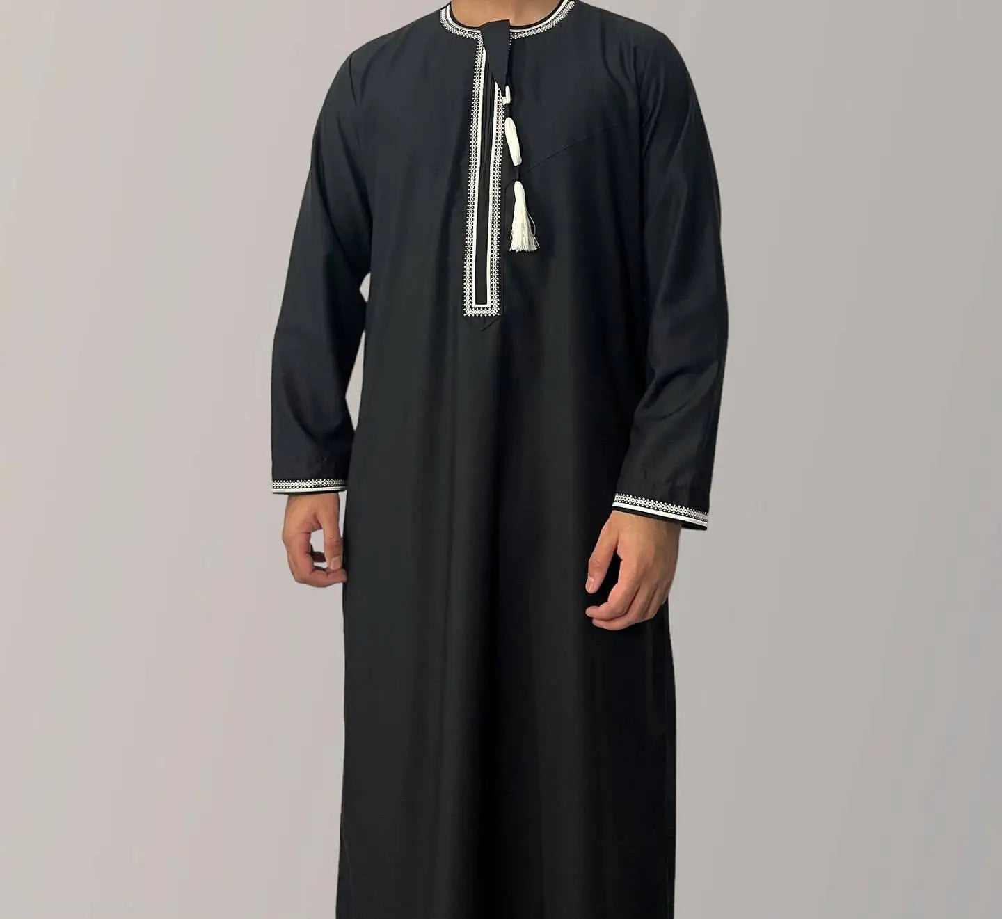 New Men's Muslim Fashion Abayas Dress O Neck Long Sleeve Pullover Kaftan Pakistan Saudi Arab Caftan Islamic Clothing Prayer Robe