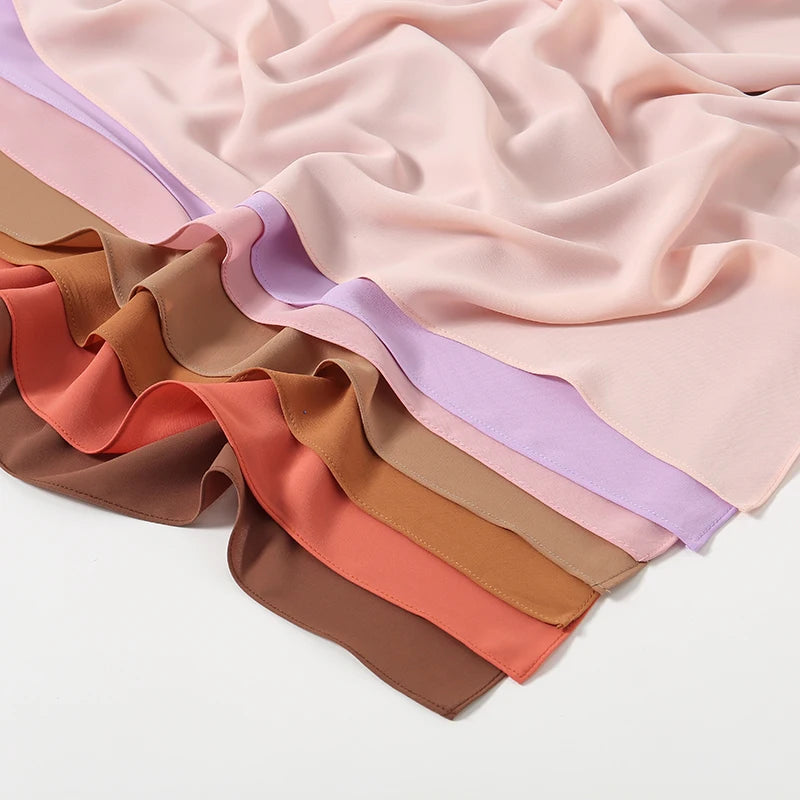 Chiffon Hijab Scarf Muslim Ramadan Abayas Shawl Women Hijab Cloth Premium Chiffon Headscarf Turban Malaysian Islamic Dresses