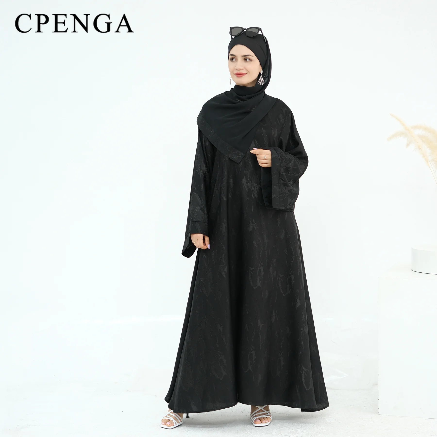 Stylish Abaya Dress for Muslim Women Turkey Inspired Modest Floral Jacquard Long Sleeve Prayer Gown Elegant Fall Islam Clothing