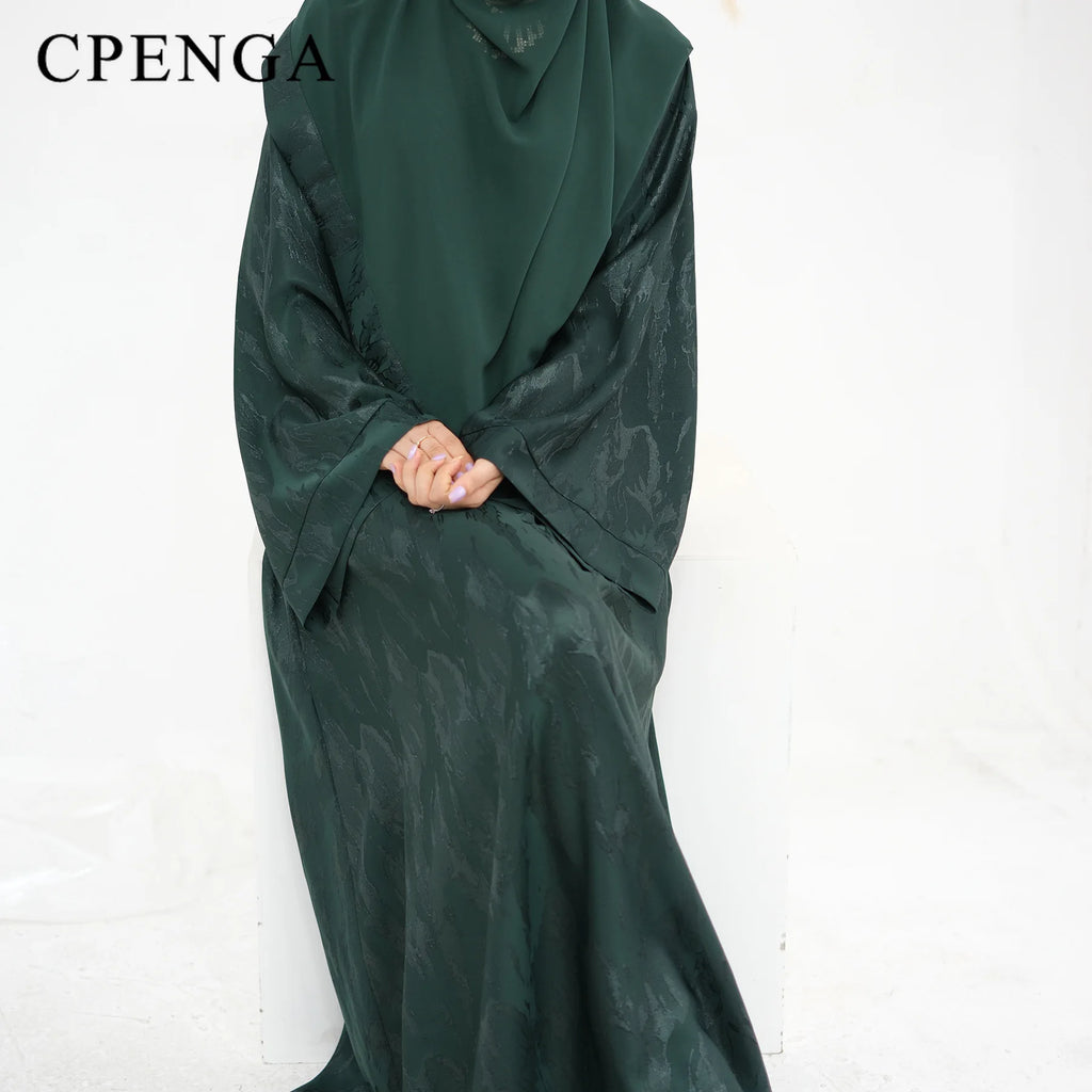 Stylish Abaya Dress for Muslim Women Turkey Inspired Modest Floral Jacquard Long Sleeve Prayer Gown Elegant Fall Islam Clothing