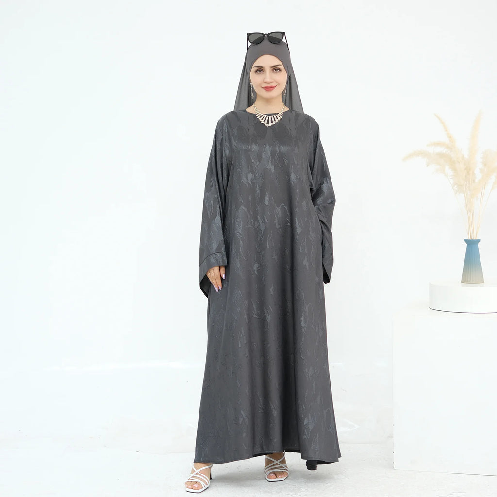 Stylish Abaya Dress for Muslim Women Turkey Inspired Modest Floral Jacquard Long Sleeve Prayer Gown Elegant Fall Islam Clothing