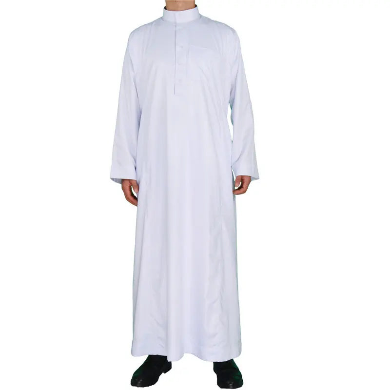Muslim Islamic Robes Clothing Men's Arab Robe Retro Long Sleeve Thobe Robes Solid Color Loose Dubai Saudi Arab Kaftan Shirt Top