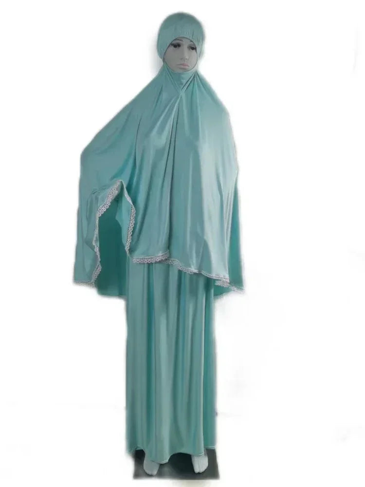 Eid Ramadan Prayer Garment Muslim Women Skirt Sets 2 Piece Abaya Set Dress musulman ensembles Hijab Long Khimar Skirt Sets Niqab