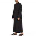 Men Muslim Robe Loose Fit Tropical Long Dress with Stand Collar New Round Neck Arabic Middle East Islamic Clothing for Men