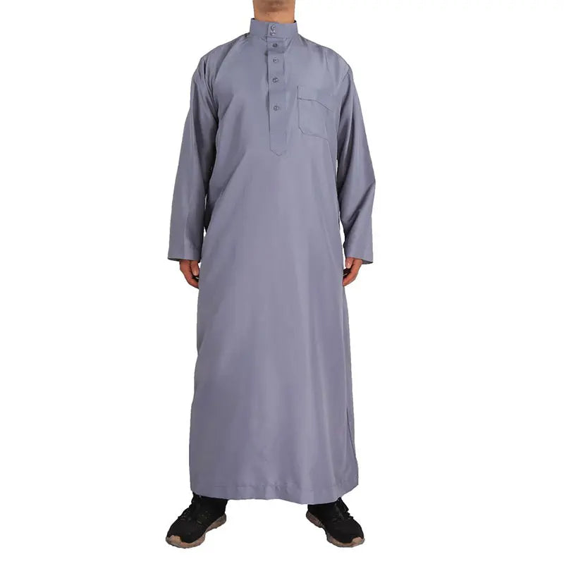 Muslim Islamic Robes Clothing Men's Arab Robe Retro Long Sleeve Thobe Robes Solid Color Loose Dubai Saudi Arab Kaftan Shirt Top