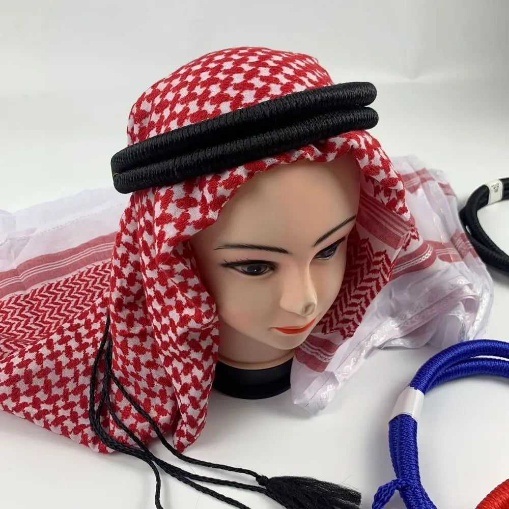 1Pcs Islamic Clothing Headwear Rope Desert Accessories Man Saudi Arabic Dubai Headrope Muslim Black Egal Shemagh Shawl