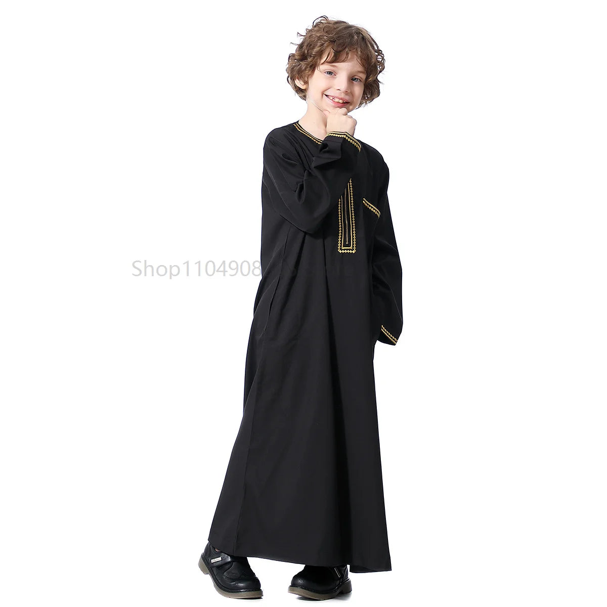 Muslim Children Saudi Arab Boys Robe Kaftan Prayer Islam Ramadan Clothing Long Sleeve Middle East Teenage Dress