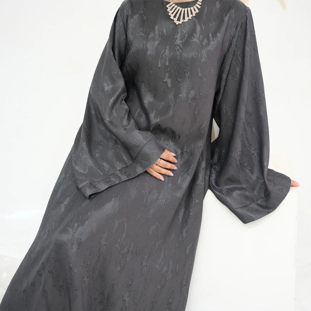 Stylish Abaya Dress for Muslim Women Turkey Inspired Modest Floral Jacquard Long Sleeve Prayer Gown Elegant Fall Islam Clothing