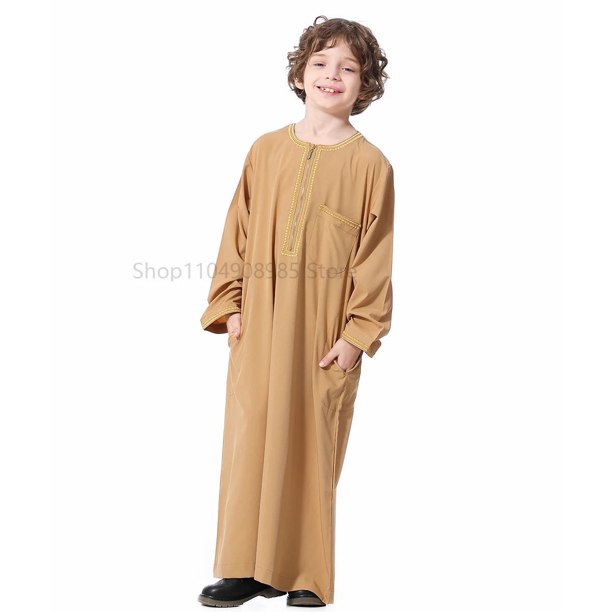 Muslim Children Saudi Arab Boys Robe Kaftan Prayer Islam Ramadan Clothing Long Sleeve Middle East Teenage Dress