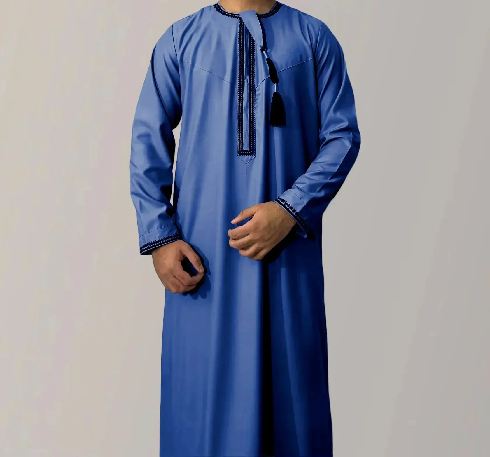 New Men's Muslim Fashion Abayas Dress O Neck Long Sleeve Pullover Kaftan Pakistan Saudi Arab Caftan Islamic Clothing Prayer Robe