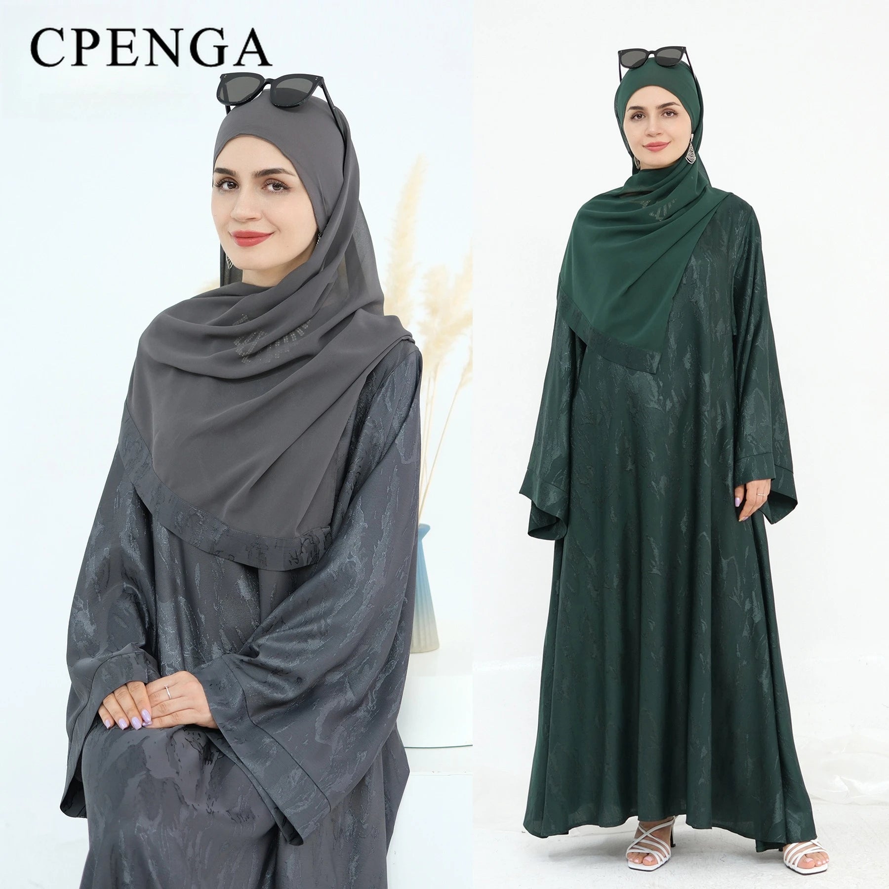 Stylish Abaya Dress for Muslim Women Turkey Inspired Modest Floral Jacquard Long Sleeve Prayer Gown Elegant Fall Islam Clothing