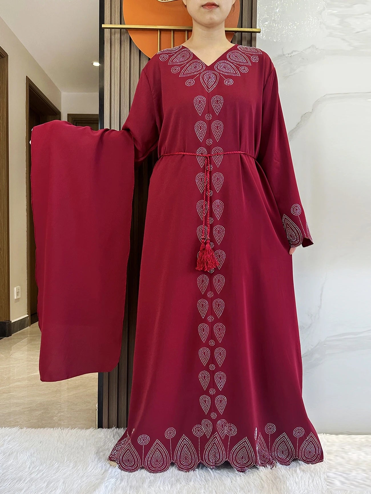 New 2024 Dubai Diamond Muslim Modest Dress for Women Elegant Arabic Femme Hijab Abaya 2024 Islamic Long Sleeve Turkey Clothing