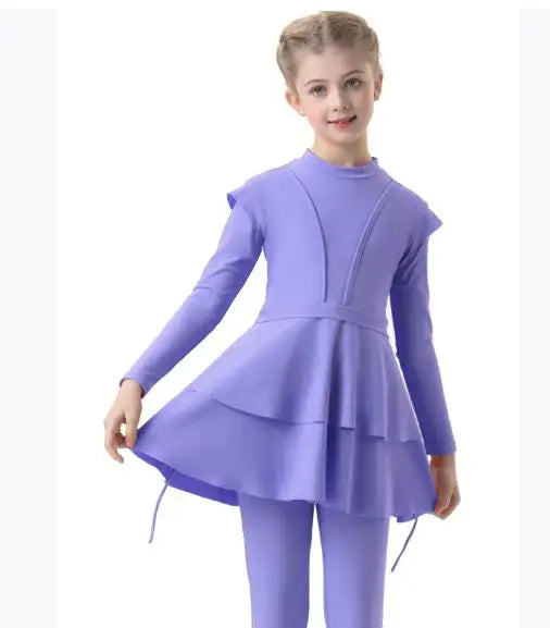 New 2024 Islamic Dubai Modest Abaya 3 Piece Set Black Burkini Muslim Kids Swimwear Girl With Swim Cap Femme Musulmane Clothing