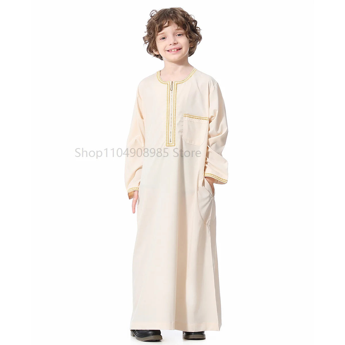 Muslim Children Saudi Arab Boys Robe Kaftan Prayer Islam Ramadan Clothing Long Sleeve Middle East Teenage Dress