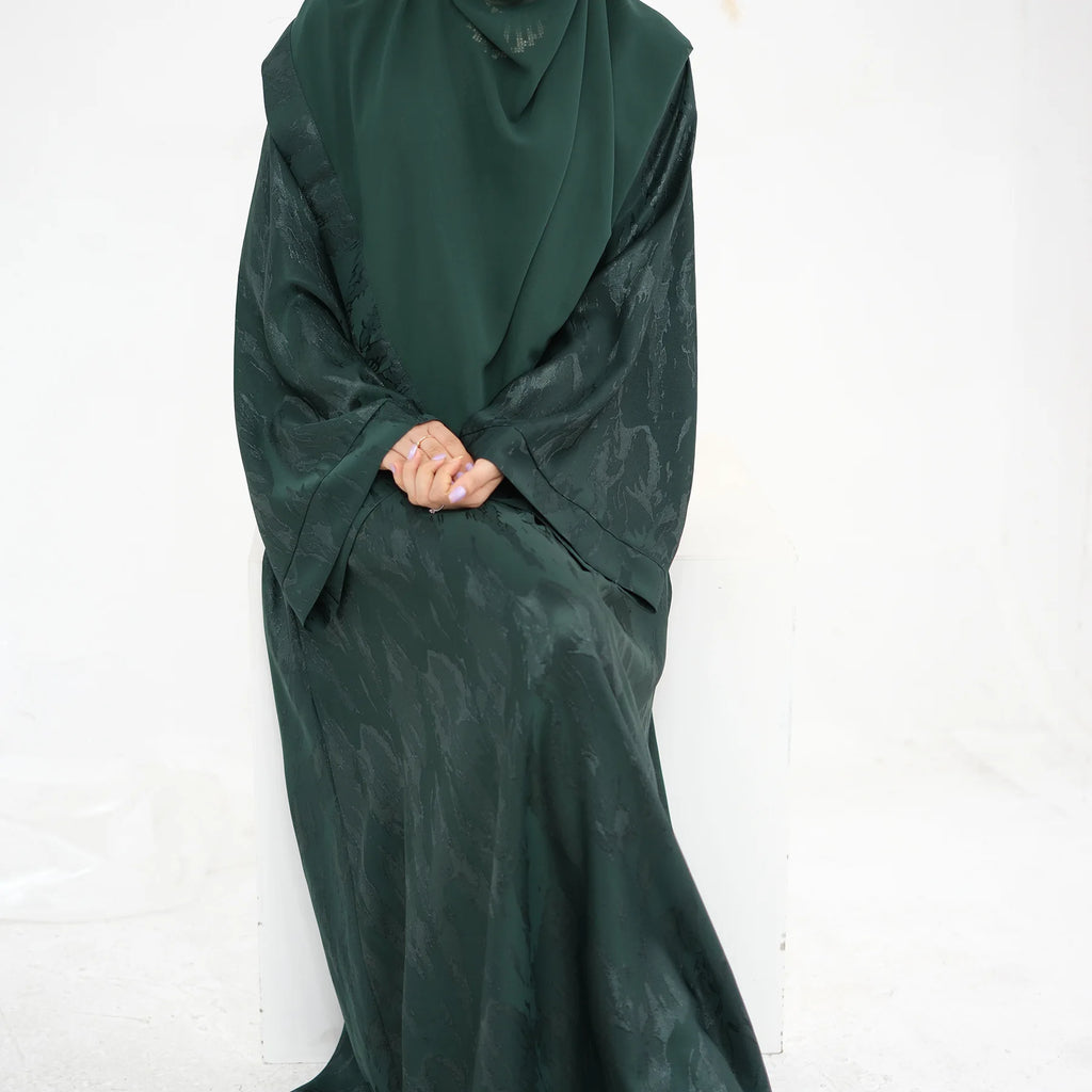 Stylish Abaya Dress for Muslim Women Turkey Inspired Modest Floral Jacquard Long Sleeve Prayer Gown Elegant Fall Islam Clothing