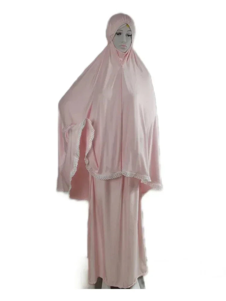 Eid Ramadan Prayer Garment Muslim Women Skirt Sets 2 Piece Abaya Set Dress musulman ensembles Hijab Long Khimar Skirt Sets Niqab