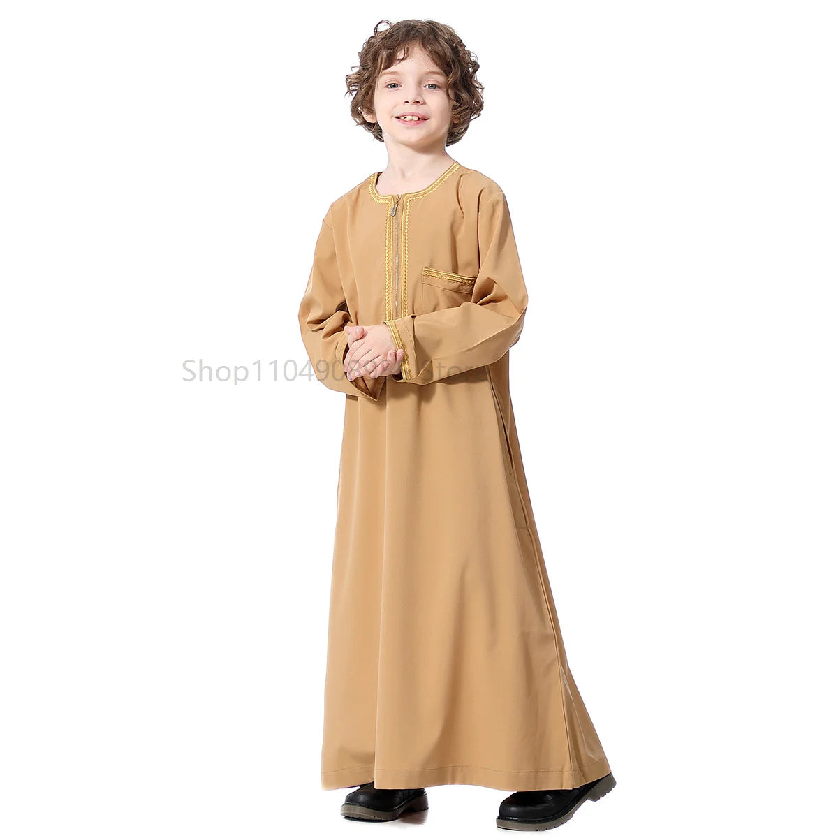 Muslim Children Saudi Arab Boys Robe Kaftan Prayer Islam Ramadan Clothing Long Sleeve Middle East Teenage Dress