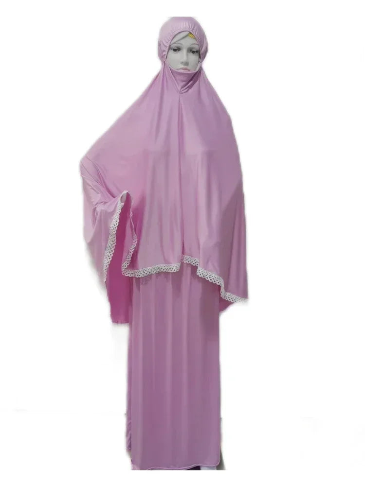Eid Ramadan Prayer Garment Muslim Women Skirt Sets 2 Piece Abaya Set Dress musulman ensembles Hijab Long Khimar Skirt Sets Niqab