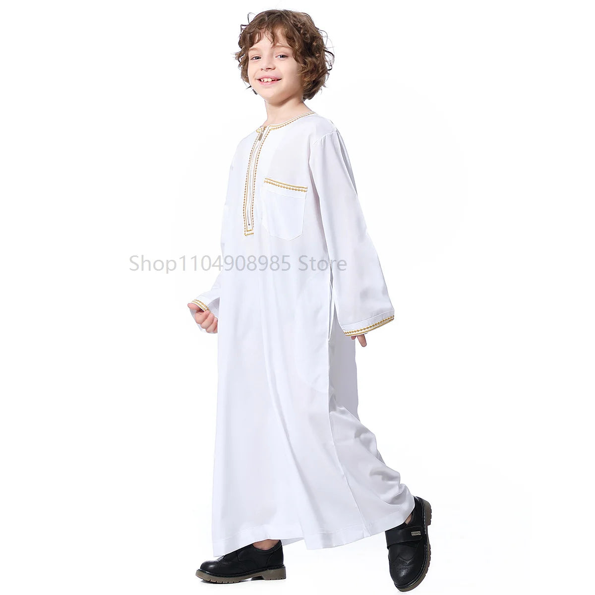 Muslim Children Saudi Arab Boys Robe Kaftan Prayer Islam Ramadan Clothing Long Sleeve Middle East Teenage Dress